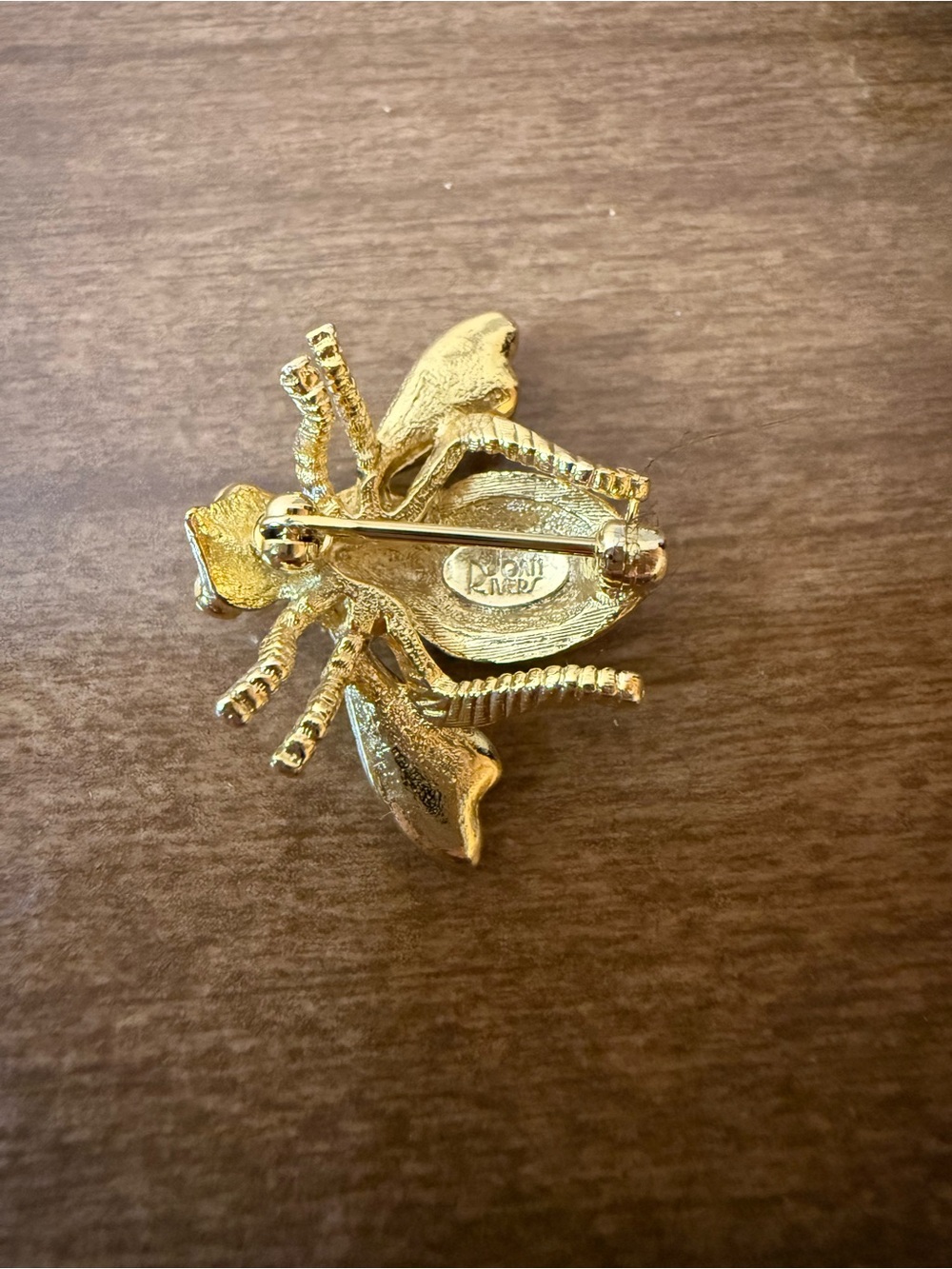Vintage Joan Rivers Gold Tone Rhinestone Bee Brooch Pin & Queen Bee Watch Set - Picture 4 of 9